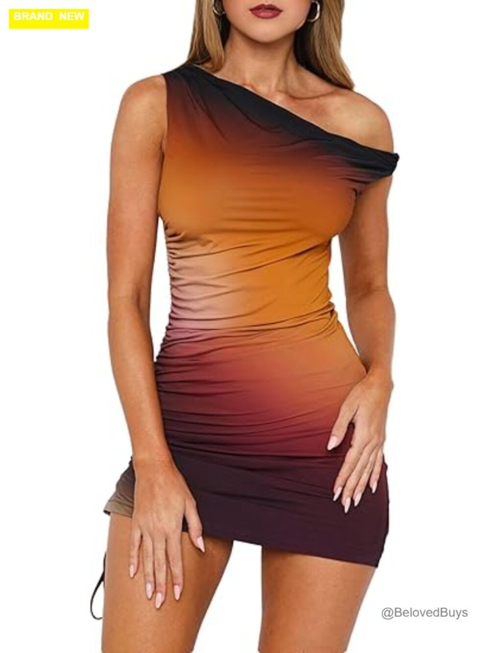 Off Shoulder Bodycon Mini Dress Ruched Printed Club Party Dress Summer